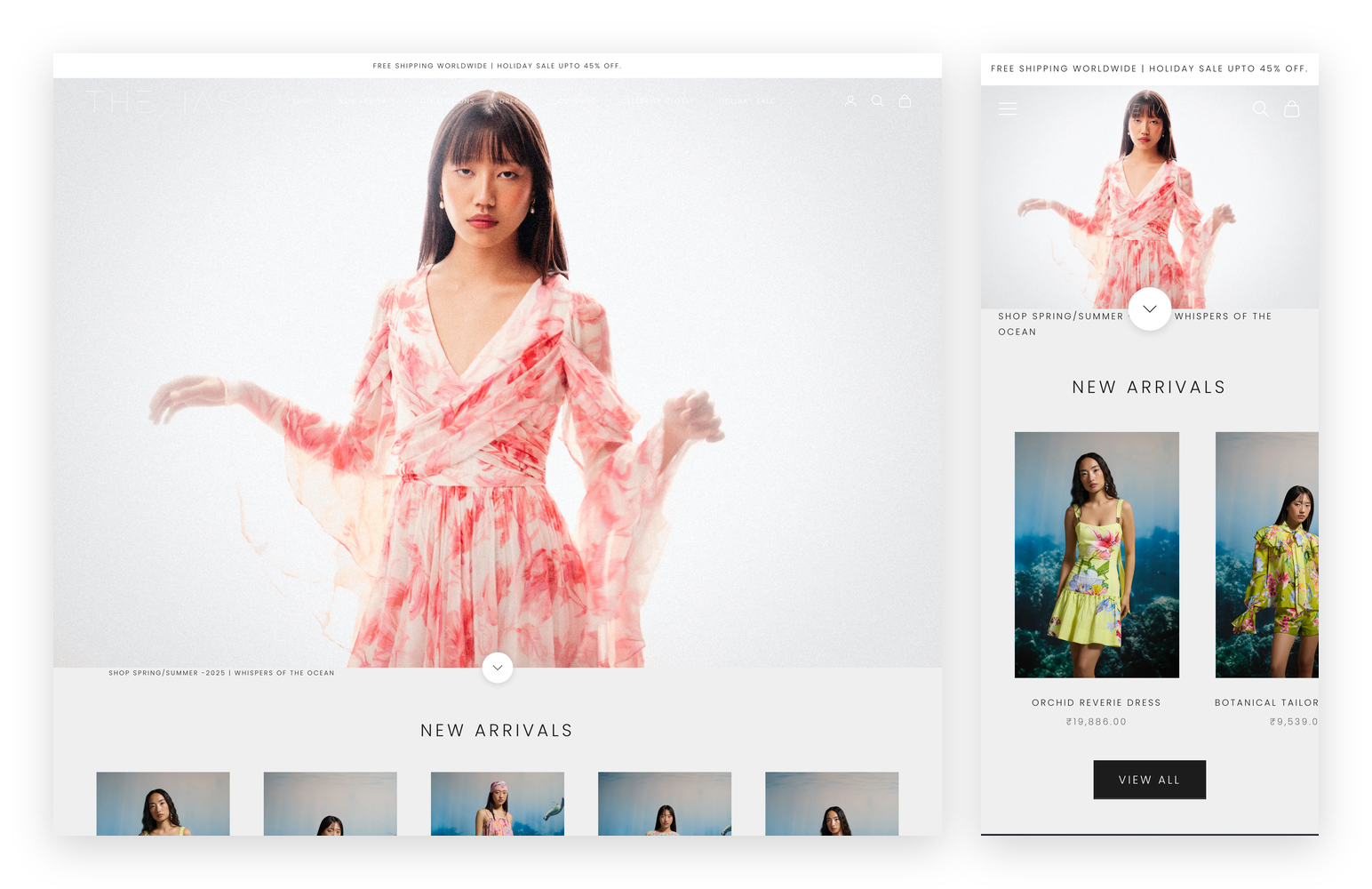 Theiaso — theiaso.com storefront, desktop and mobile